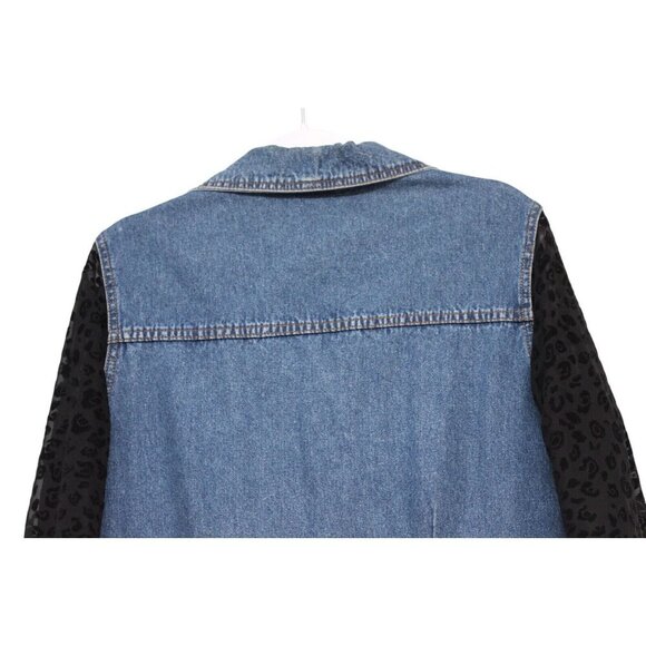 Vintage 90s Denim Maxi Dress Size 14 Sheer Long Sleeve 100% Cotton Collared - Picture 9 of 11